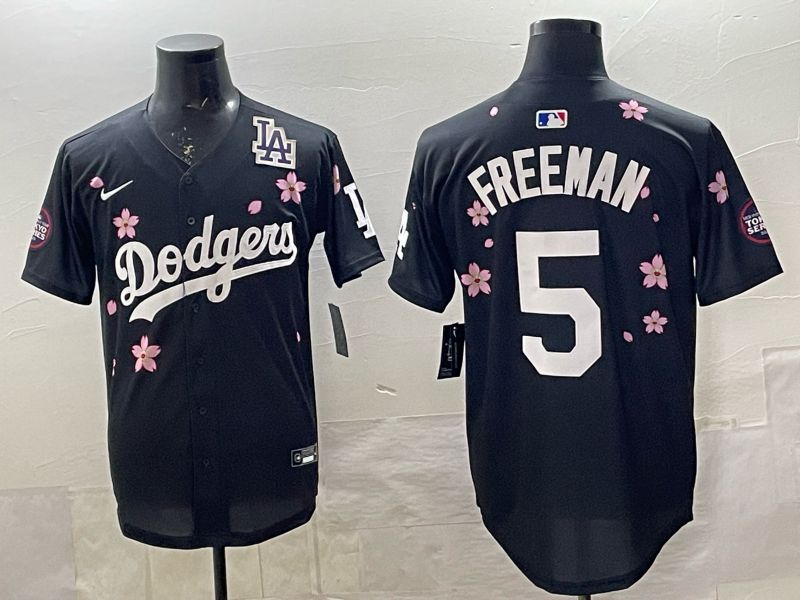 Men 2025 Nike Los Angeles Dodgers #5 Freeman Black Game MLB Jersey 02->los angeles dodgers->MLB Jersey